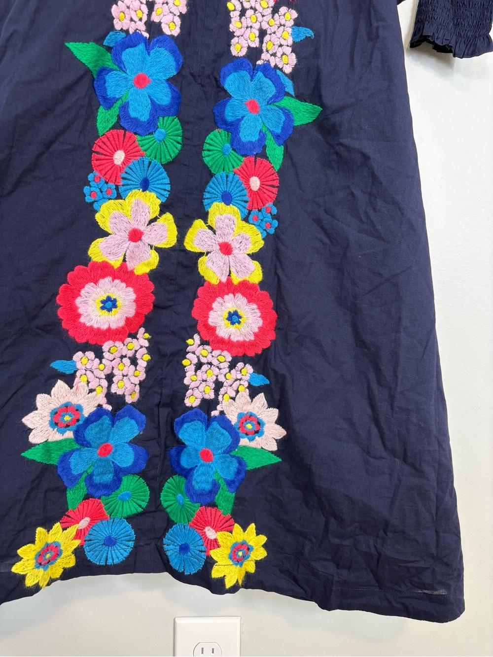 Boden Embroidered Cotton Maxi Dress Sz 6 Navy D002 - Picture 9 of 14